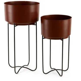 Eurofirany Blumentopf Blumentopf, Blumetopf mit elegantem Ständer aus Metall Gold Schwarz Weiß Blau
