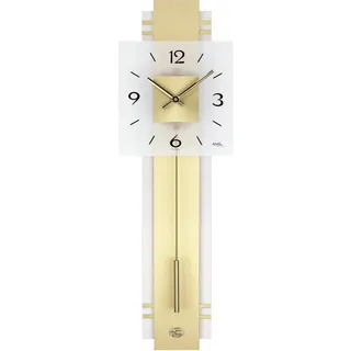 AMS Pendelwanduhr W7301 (Quarzuhr, Holz-/Metallgehäuse,Esszimmer,Wohnzimmer,Made in Germany) goldfarben