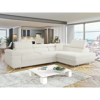 Mirjan24 Eckcouch mit Bettkasten 2-Sitzer Beige