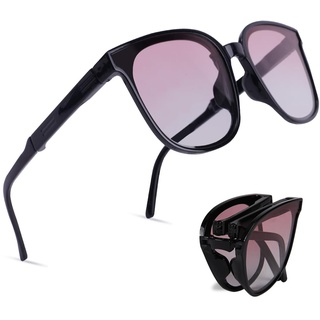 Aomig Faltbare Sonnenbrille, Polarisiert Folding Sportbrille für Herren Damen, Rahme Ultra Leicht Brille mit UV 400 Schutz, Unisex Mode Sunglasses zum Golf Fahrrad Reise Outdoor Sport(Allmählich Rosa)