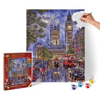 Schipper 609130873 Malen nach Zahlen - Vollmond über London - Bilder malen für Erwachsene, inklusive Pinsel und Acrylfarben, 40 x 50 cm