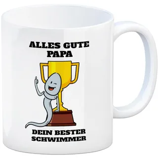 trendaffe - Alles Gute Papa - Dein Bester Schwimmer Kaffeebecher mit Sieger Motiv Vatertag