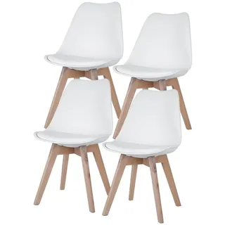 ETC Shop Esszimmerstuhl Eiche Leder weiß 4er Set