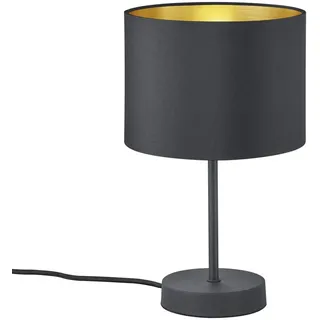 lightling Tischlampe Benny mit Schirm aus Stoff in Schwarz, Innenseite Gold, Nachttischlampe, Tischleuchte, Korpus Metall schwarz, exkl. 1 x E27 (max. 40W). Höhe: 33cm, Ø 20cm