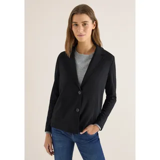 Kurzblazer CECIL, Damen, Gr. XS (36), schwarz, Stoff, 66% Viskose, 30% Polyester, 4% Elasthan, unifarben, regular fit normal, V-Ausschnitt, abgesteppt, Blazer Kurzblazer, mit Reverskragen