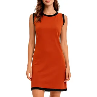 Vishes Sommerkleid Damen Ärmellos Zweifarbig Kontrastrand Jersey Baumwolle Alternative Mode, Boho, Hippie, Ethno, Festival orange 36
