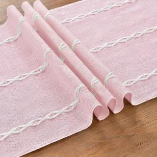 Famanu Tischdecke Vintage Rosa mit Handgemachten Quasten - 150 cm