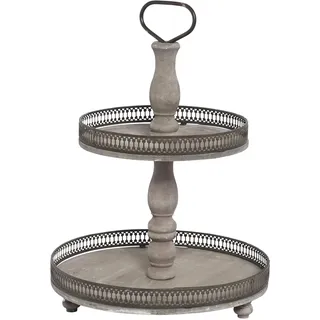 Posiwio dekorative Dekoetagere Küchenetagere 2-stufig Vintage Landhaus Stil Shabby Optik braun