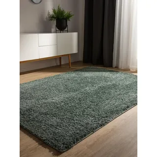 benuta basic Waschbarer Hochflor Shaggyteppich Soho Hellgrün 133x190 cm - Hochflor Teppich für Wohnzimmer