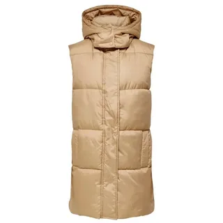 ONLY Steppweste Langes Design Puffer Wattierte Stepp ohne Ärmel Kapuze ONLDEMY (1-tlg) ONLDEMY PADDED WAISTCOAT OTW NOOS beige M (38)