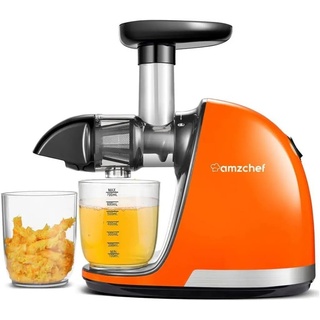 AMZCHEF Slow Juicer ZM1501, 150,00 W, Saftpresse Elektrisch, Entsafter Gemüse und Obst BPA Frei orange