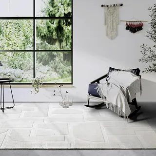 Villeroy & Boch Alexis beige Creme, B:190cm H:10mm L:280cm, Wolle, Teppiche, Handgewebt, Wolle, Natur, Wohnzimmer, Geometrie, Boho, Design