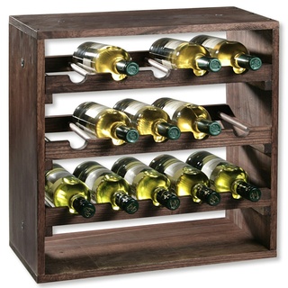 KESPER Weinflaschen-Regalsystem, FSC®-zertifiziertem Kiefernholz - black stone, 3 Fächer für ca. 15 Weinflaschen