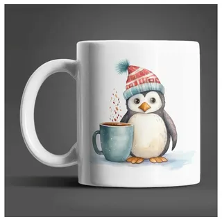 WS-Trend Tasse Süßer Winter Pinguin Coffee Kaffeetasse Teetasse, Keramik, Geschenkidee 330 ml weiß