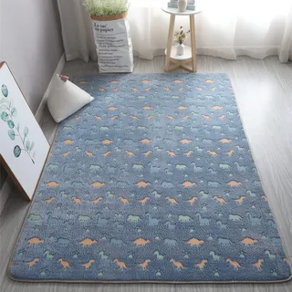 XMwike - Leuchtender phosphoreszierender Teppich, für Kinder, rutschfest, für Schlafzimmer und Wohnzimmer, Dinosaurier-Motiv auf dunklem Hintergrund, 300 x 200 cm