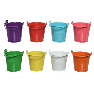 Decoris 8 Dekoeimer mini 5x6cm bunt Aschenbecher Tischdeko Hochzeit Party Süßigkeiten