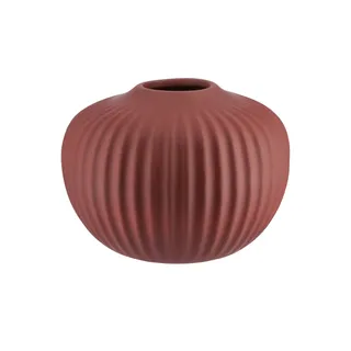 Vase , rot , Steinzeug , Maße (cm): H: 11  Ø: 15