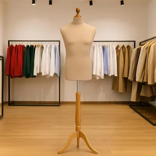 The Shopfitting Shop Männer Schneiderpuppe / Herrenbüste / Schaufensterpuppe, Holz- Ständer mit Dreifuß