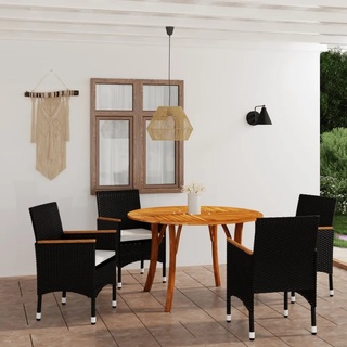 Gartenmöbel-Set 5-tlg. Garten-Essgruppe & wetterfest – Sitzgruppe mit Tisch & Stühle, Schwarz