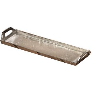 Deko-Tablett Bath mit Griffen Aluminium silber Länge 36 cm Kerzenteller