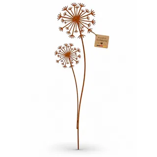 Terma Edelrost Pusteblume XXL 140 cm Gartenstecker aus Metall Wetterfeste Gartendeko für draußen Rost Deko Garten Handgefertigt – Made in Germany