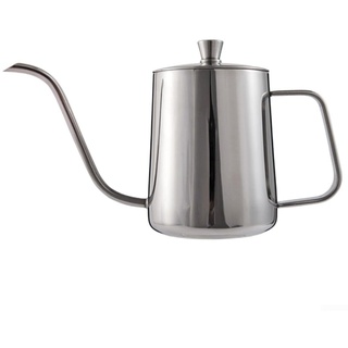 Schwanenhals-Kaffeekannen, Edelstahl-Schwanenhals-Wasserkocher, schmaler Auslauf, Handtropf-Kaffeekannen (Silber, 600 ml)