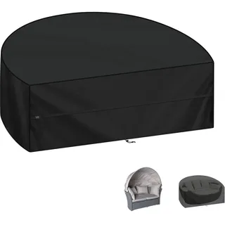 LAMUNI Sonneninsel Abdeckhaube Wasserdicht Outdoor Loungeinsel Abdeckung Halbrund Winterfest Abdeckplane Liegeinsel, 420D Oxford Sonneninsel Schutzhülle für Garteninsel Gartenmuschel, 180x90x80cm