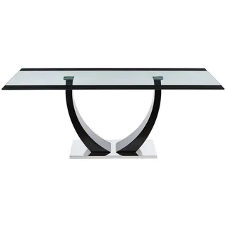 Vente-Unique Esstisch, Transparent, Schwarz, Glas, 8-Sitzer, Rechteckig, 200x74.5x100 cm, Esszimmer, Tische, Esstische