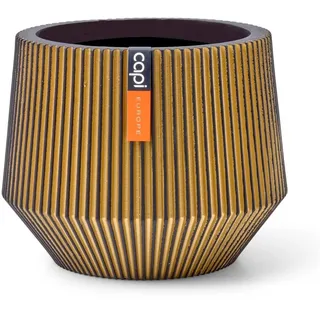Capi Europe - Gefäß Zylinder geo Groove Black & Gold - 13x10 - Gold - Blumentopf für drinnen - CAPI Indoor - BGVGB332