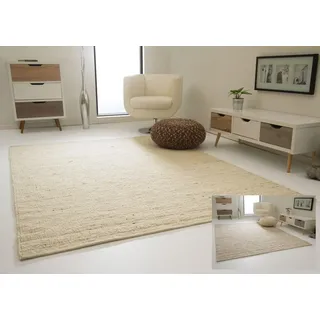 Steffensmeier Landshut Handwebteppich aus 100% Schurwolle - Natur hell, Größe: 250x250 cm