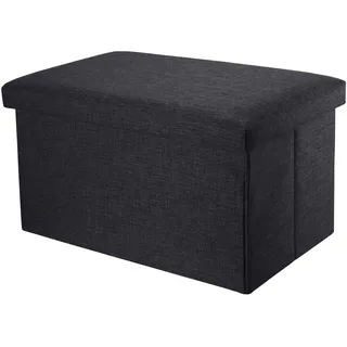Intirilife Sitzwürfel Faltbar Leinen 49 x 30 x 30 cm Schwarz