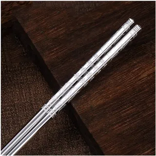 FAMMIX Sterling Silber -Essstäbchen Geschenk 32G, 1 Paar Paart Wiederverwendbare Chinesische Sterling Silber Essstäbchen Zum Kochen, rutschfeste Essstäbchen Geschirr H