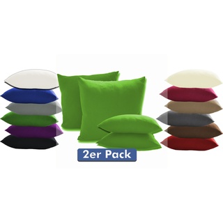 basics-for-living Doppelpack Serie Jersey Kissenbezüge mit Reißverschluss aus 100% Baumwolle in 12 modernen Farben und 5 Größen(80 x 80 cm, Apfelgrün)
