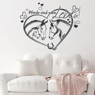 GRAZDesign Wandtattoo Kinderzimmer Mädchen Pferde sind mein Leben Sprüche für Mädchenzimmer | Pferde Wandtattoo Wandaufkleber - 50x40cm / 041 pink
