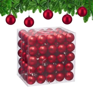 Relaxdays Weihnachtskugeln 100er Set Rot,Silber