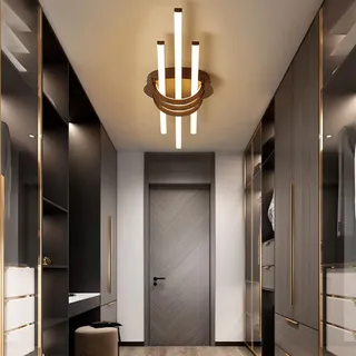 Deckenleuchte Moderne LED Dimmbar Skandinavischer Stil Deckenlampe Minimalistisch Innen Decken Beleuchtung Mit Fernbedienung for Schlafzimmer Gang-Lampe Korridor Licht Pendelleuchte(Schwarz,110cm)
