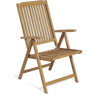 Lomadox Gartenstuhl GARDA-120, Hochlehner mit verstellbarer Rückenlehne, Teakholz braun