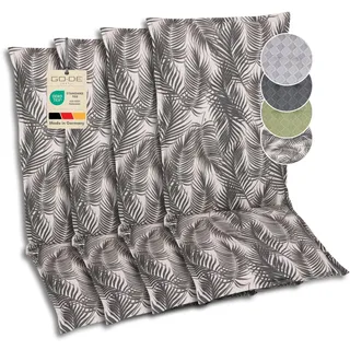 GO-DE Textil Bequeme und attraktive Polsterauflagen für Hochlehner-Gartenstühle (4er-Set, Palmy grau, Hochlehner)