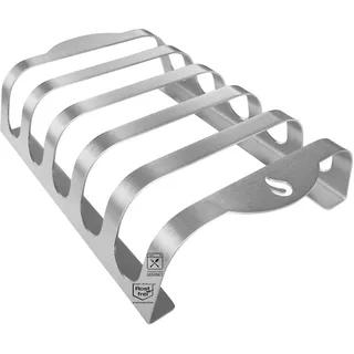 mocisa Rib-Rack Size L (5er) | Rippchenhalter mit Griffen | Das Profi-Tool zum Rippchen-Grillen | Edelstahl | lebensmittelecht | hergestellt in Bayern | für 5 saftige und leckere Spare-Ribs |