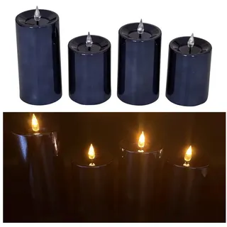 Online-Fuchs LED-Kerze 4 LED Kerzen mit 6-Stunden Timer und Hochglanz Oberfläche (in den Farben Silber, Rot, Rosé, Blau und Grün, realistische Flamme aus Acrylglas), Outdoor geeignet - Deko für Herbst, Winter und Weihnachten blau