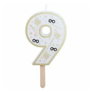 PME CAKE Geburtstagskerze Geburtstagskerze Nummer 9 (Harry Potter weiß und gold) 7 cm