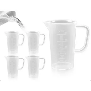 4 Stück Messbecher,Kunststoff Klein Dosierhilfe,Mini Präzisions Transparent Dosierbecher mit Griff und Waage,verwendet für Labor Waschmittel Küche