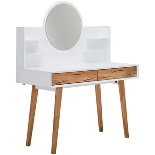 Xora Schminktisch, Weiß, Eiche, Holz, Glas, Holzwerkstoff, Eiche, massiv, 2 Schublade(n) Schubladen, rechteckig, eckig, 55x135x120 cm, Bsci, Schlafzimmer, Schminktische