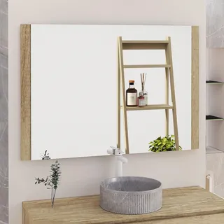 Baikal Badezimmerspiegel, Spiegel mit Holzseite, Option mit und ohne LED, Stile, passend für Badezimmer oder jeden Raum im Haus, 120 x 80 cm, aus Naturholz