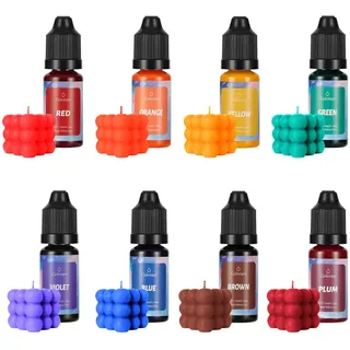 Alaoo Kerzenfarben, 8 Farben Flüssig Kerzen Farbe für DIY Kerze, je 10ml