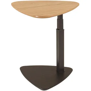 Novel Beistelltisch, Anthrazit, Wildeiche, Holz, Metall, Holzwerkstoff, Wildeiche, furniert, Freiform, Rollen, Säule, Bodenplatte, 75x47-65x75 cm, höhenverstellbar, Wohnzimmer, Wohnzimmertische, Beistelltische