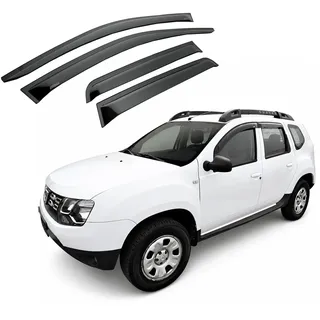 SCOUTT Windabweiser passend für Dacia Duster 2010-2017 4tlg, Regenabweiser Vorne Passform Getönt Dunkel Selbstklebend 2-teilig