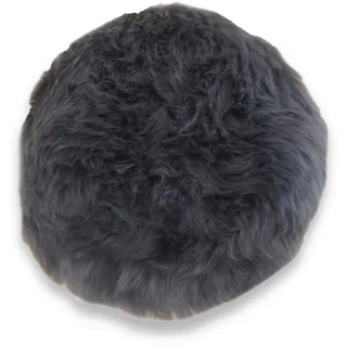 Leibersperger Lammfell Sitzkissen rund Ø 34cm – Echtes Merino Lammfell – rutschfest – Gemütlich und wärmend – Optischer Hingucker – Lange Haltbarkeit (anthrazit)