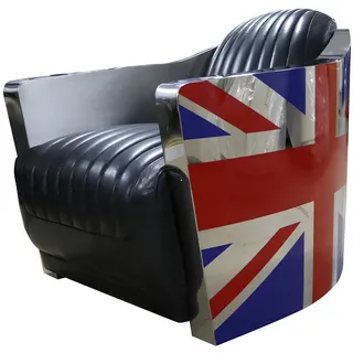 Echtleder Vintage Ledersessel Designsessel Rocket Union Jack Vintage Cigar Neu