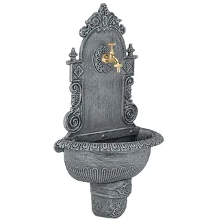 Relaxdays XL Wandbrunnen antik Gold,Grau